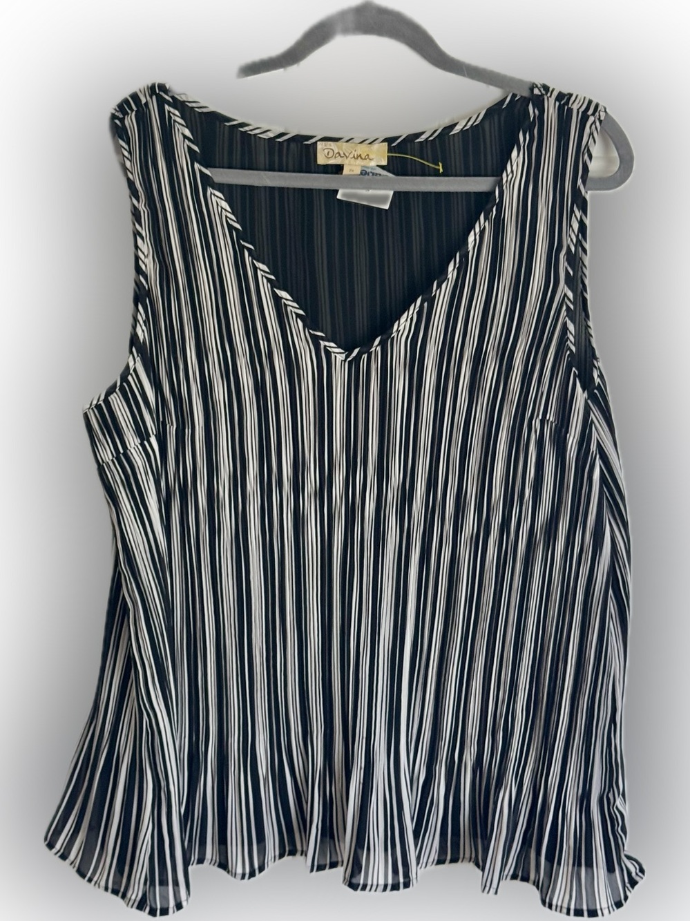 Davina Black & White Striped Tank Top | Size 2X | NWT